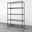 Étagère grillagée réglable à 5 niveaux CAPHAUS NSF avec roues, pieds de nivellement et doublure, 30 x 14 x 59 po, noir-108368764