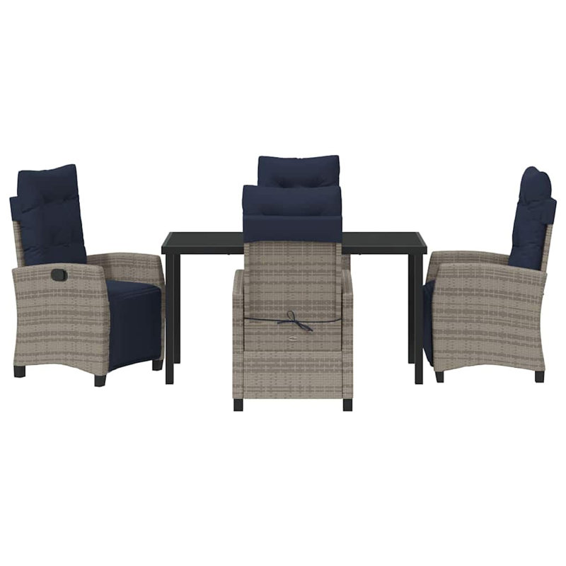 4 - Person Patio Dining Set with Rectangular Table, 73cm H x 140cm W x 70cm D