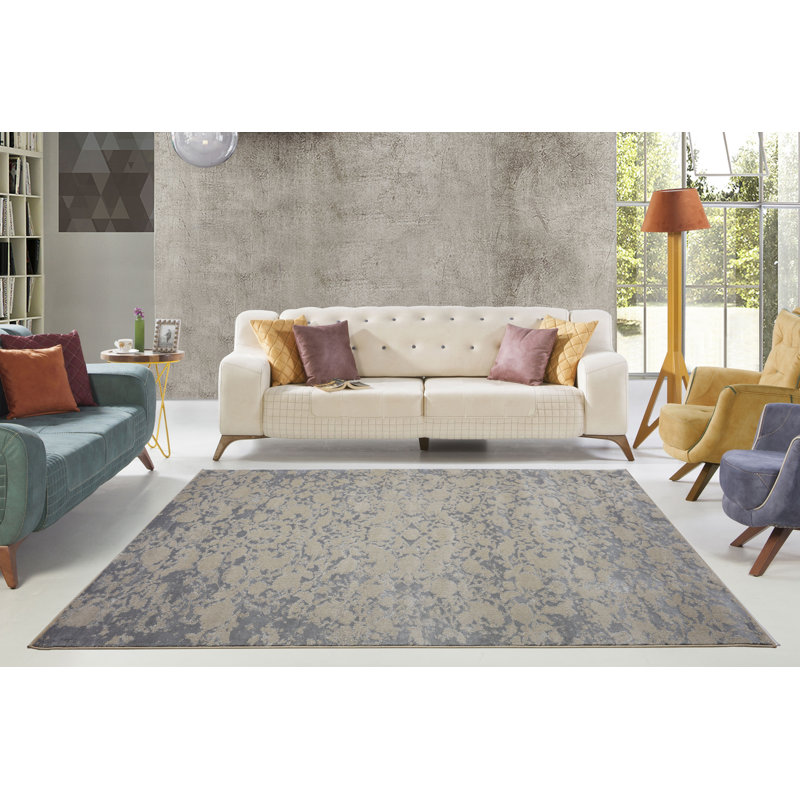 Tapis gris / champagne Crisfield, Tapis de couloir 2 pi 8 po x 9 pi 10 po