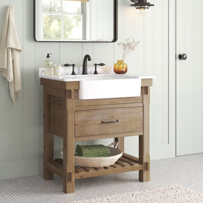 Karn 30'' Single Bathroom Vanity with Carrara Marble Top