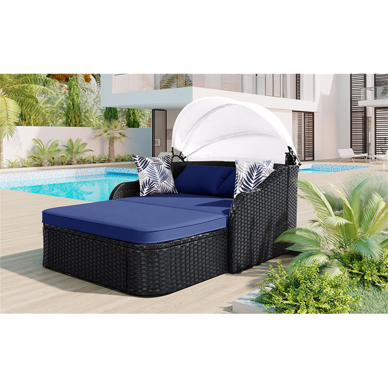Lit de bronzage d'extérieur 79,9 pouces avec auvent réglable
