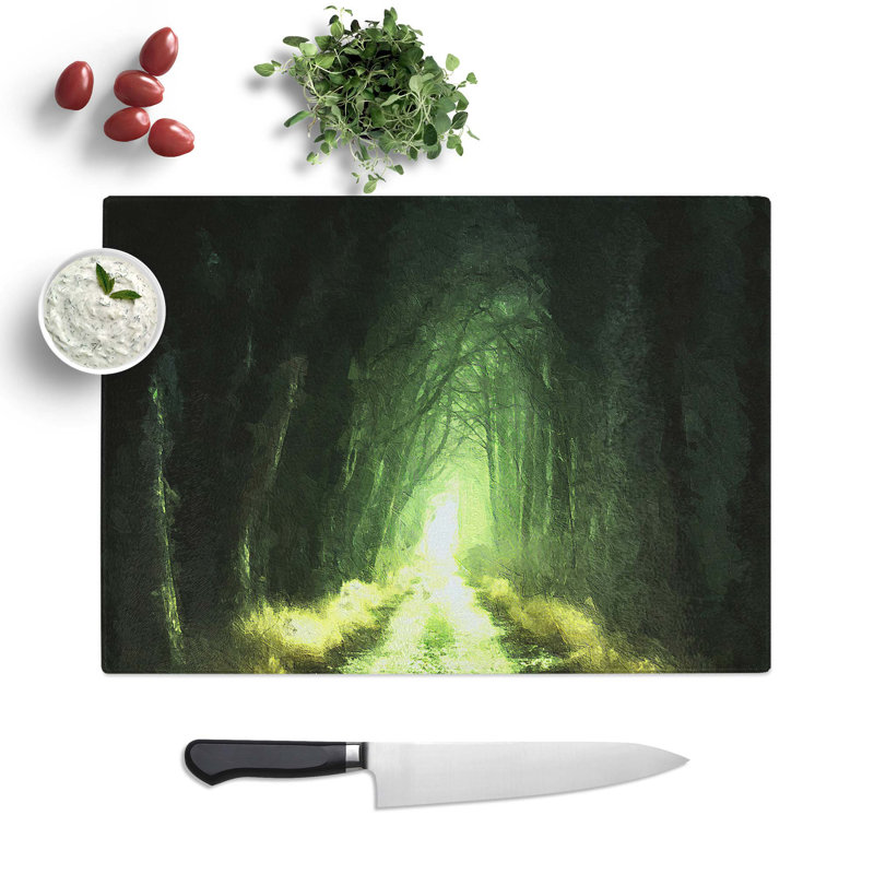 Tempered Glass Secret Forest Chopping Board, 39 cm W x 28.5 cm L