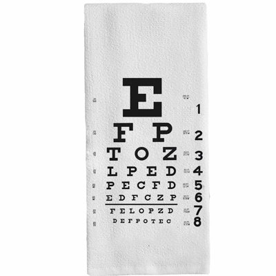 Visionary Optometry Chart Towels - 14x30 Inch White Decorative Hand and Dish Towels for Bathroom and Kitchen