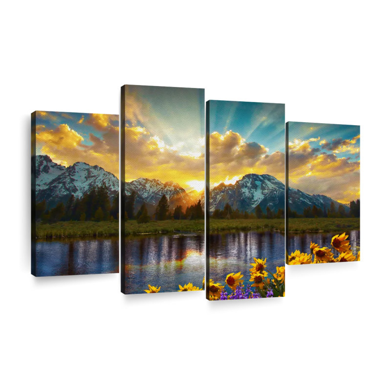 Grand Teton Grand Teton, impression sur toile 4 pièces, H 27 po x l 43 po x P 1,25 po
