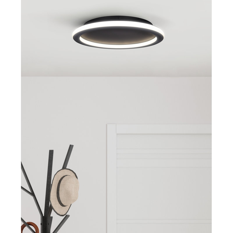 GAVYN 16 In. 1 Light Integrated LED Black Modern Flush Mount, Matte Black