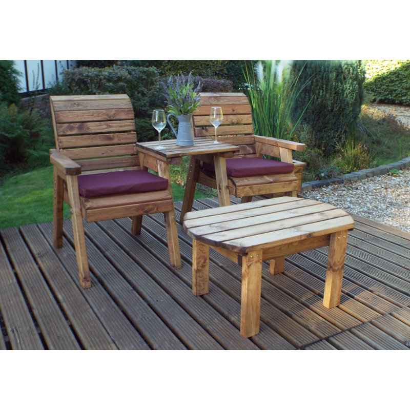 Garza 2 Seater Conversation Set, Burgundy