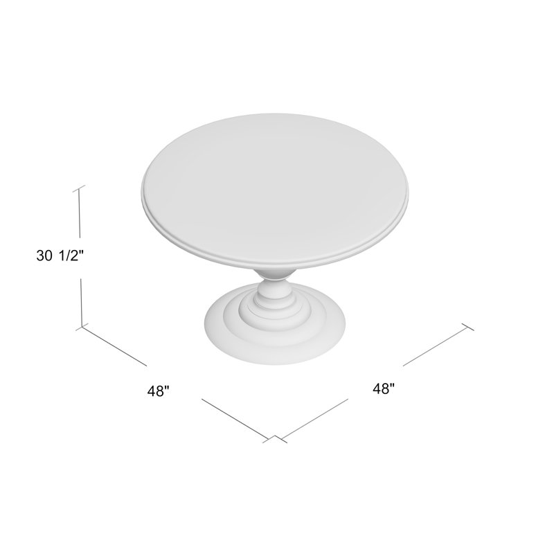 Tanisha Mango Solid Wood Pedestal Dining Table, Whitewash, 60" W x 60" L