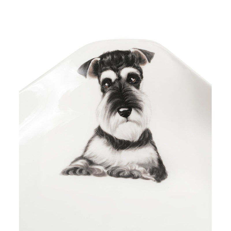 Assiette carrée en porcelaine - Schnauzer