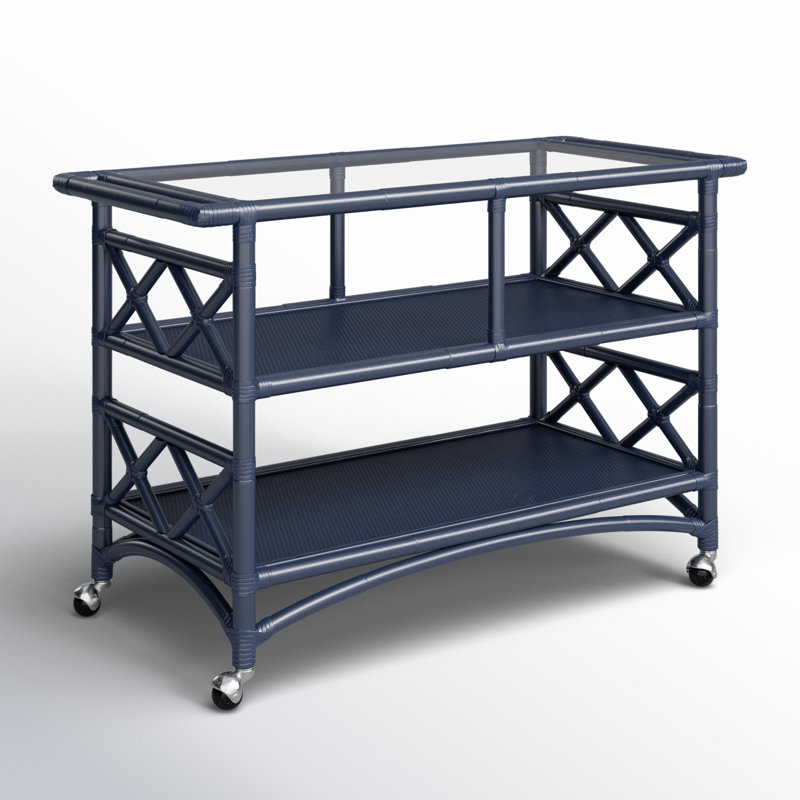 Abbott Wicker / Rattan Bar Cart, Navy