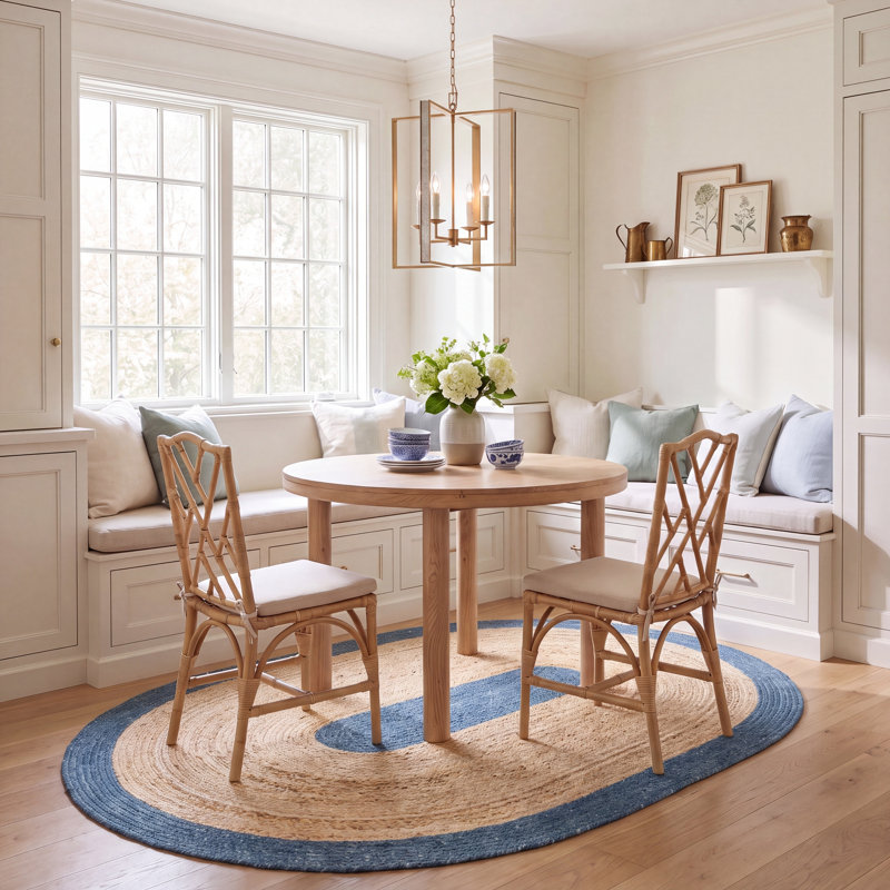 Novack Hand Woven Jute/Wool/Cotton Rug in Natural, Oval 5' x 7'
