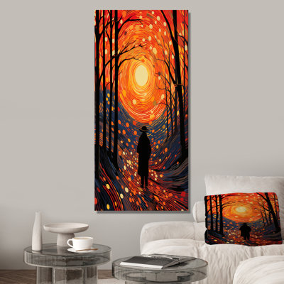Orange Dawn Awakening Path - Art mural mural