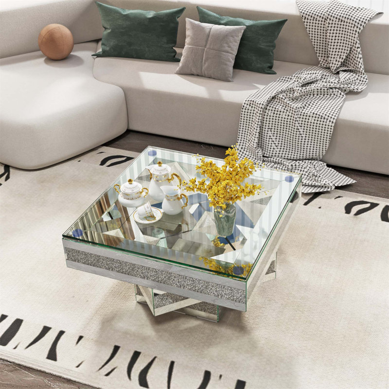 Table basse en verre à miroir Modern Modern Glam