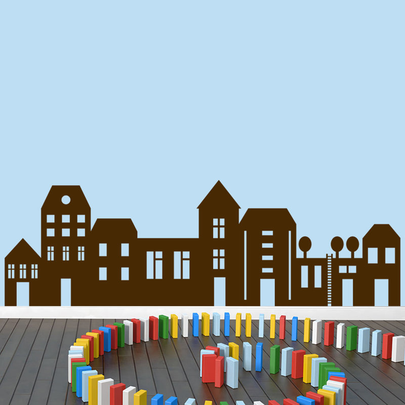 Ensemble de décalcomanie murale little city, Brun