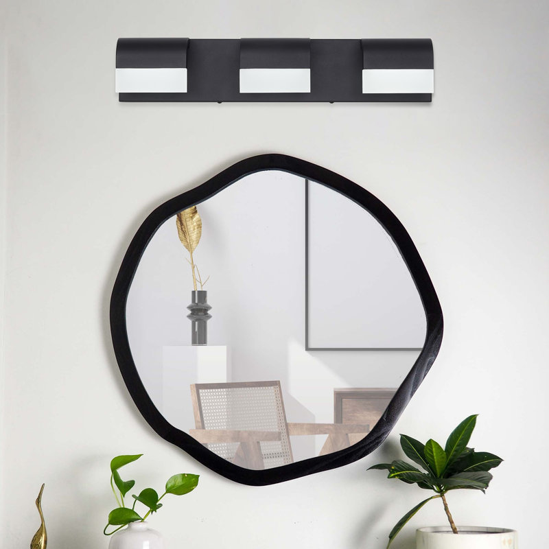  Barre d'éclairage de salle de bain 3 lumières DEL à intensité variable, noir moderne, Noir mat, 3
