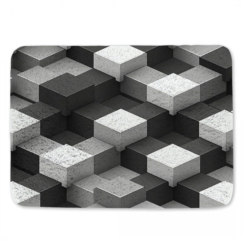 Tapis de bain géométrique Cubes, L 24 po x l 17 po
