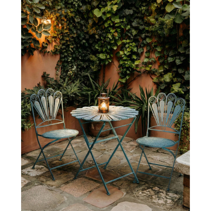 Folding Patio Dining Side Chair, Blue