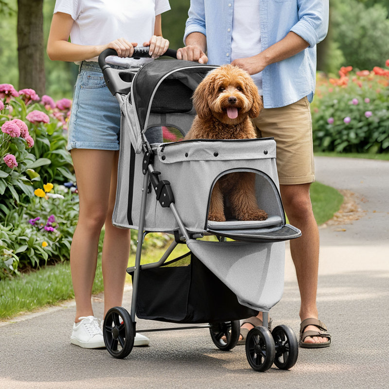 Foldable Pet Stroller, Grey