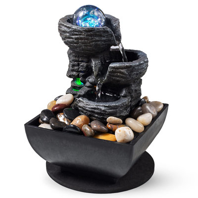 7 Inch Desktop Water Fountain, ABS Plastic Relaxation Fountain For Home Office Desk, Portable Zen Water Feature