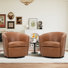 Leather Upholstered Swivel Barrel Chair—No Assembly Required