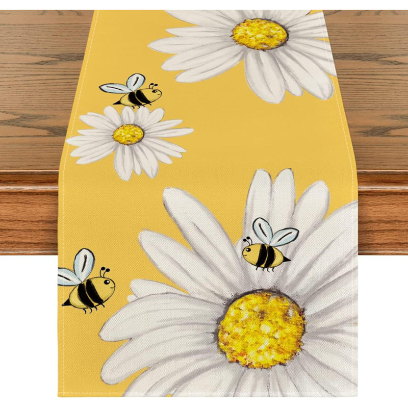 Chae Runner Polyester Blend Table Runner, 72" x 13", Yellow