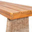 Banc d'extérieur en bois d'acacia (ensemble de 2), finition teck + osier brun-1287587758
