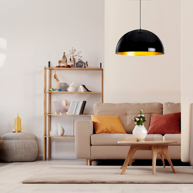 Lustre industriel scandinave, structure en métal noir, 19,7 po x 19,7 po | Hauteur: 47,6 pouces | Douille E27, 40 W maximum | Luminaire élégant pour la maison et le bureau, classé IP20, design moderne et élégant