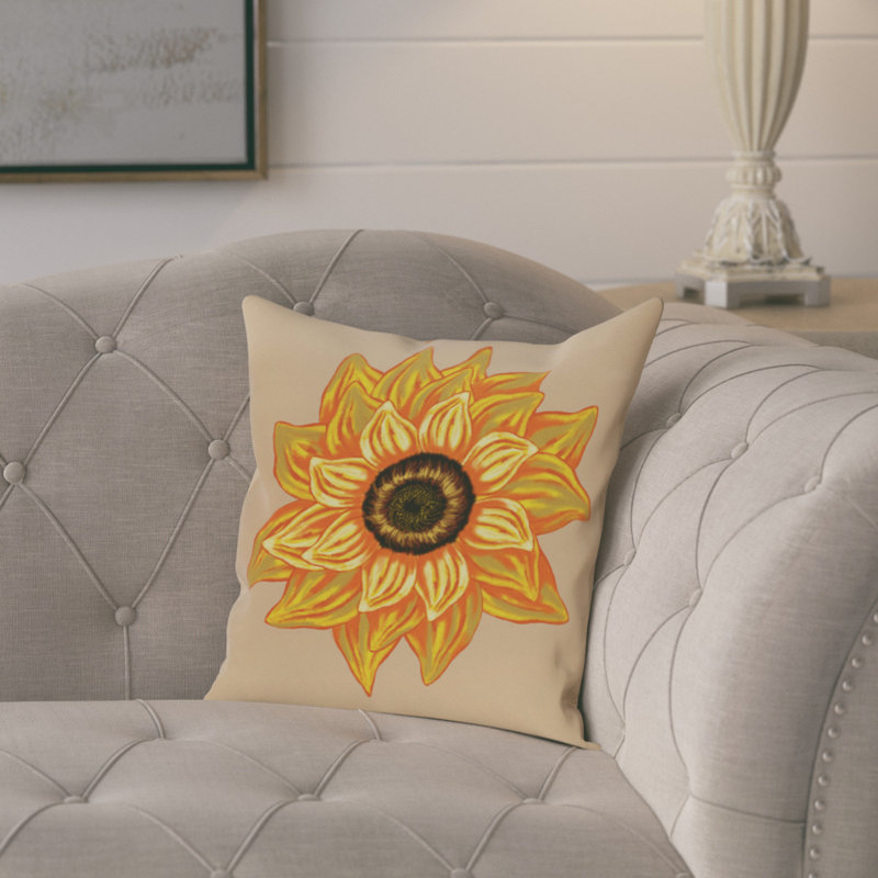 Floral Reversible Throw Pillow, 18" H x 18" W, Beige/Taupe