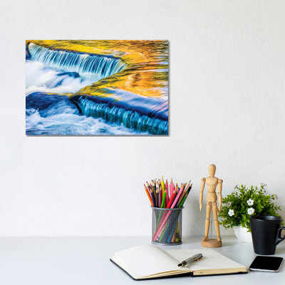 Michigan. Ottawa NF, smooth water reflecting fall foliage, Middle Branch of Ontonagon River 1 Piece Wall Art on Canvas