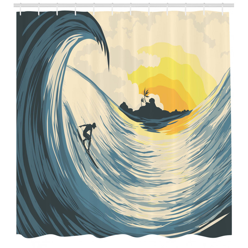 Ensemble de rideau de douche + crochets Ocean, H 70 po x l 69 po