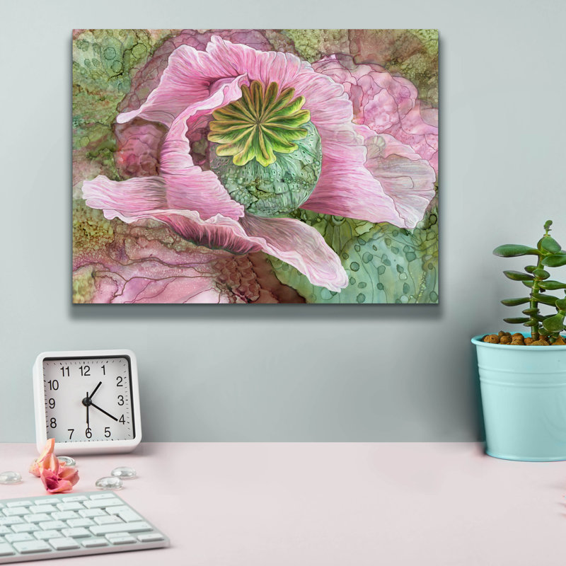 Art mural sur toile Red Barrel Studio® «Pink Poppy Organica» par Carol Cavalaris, H 12 po x l 16 po x P 0,75 po