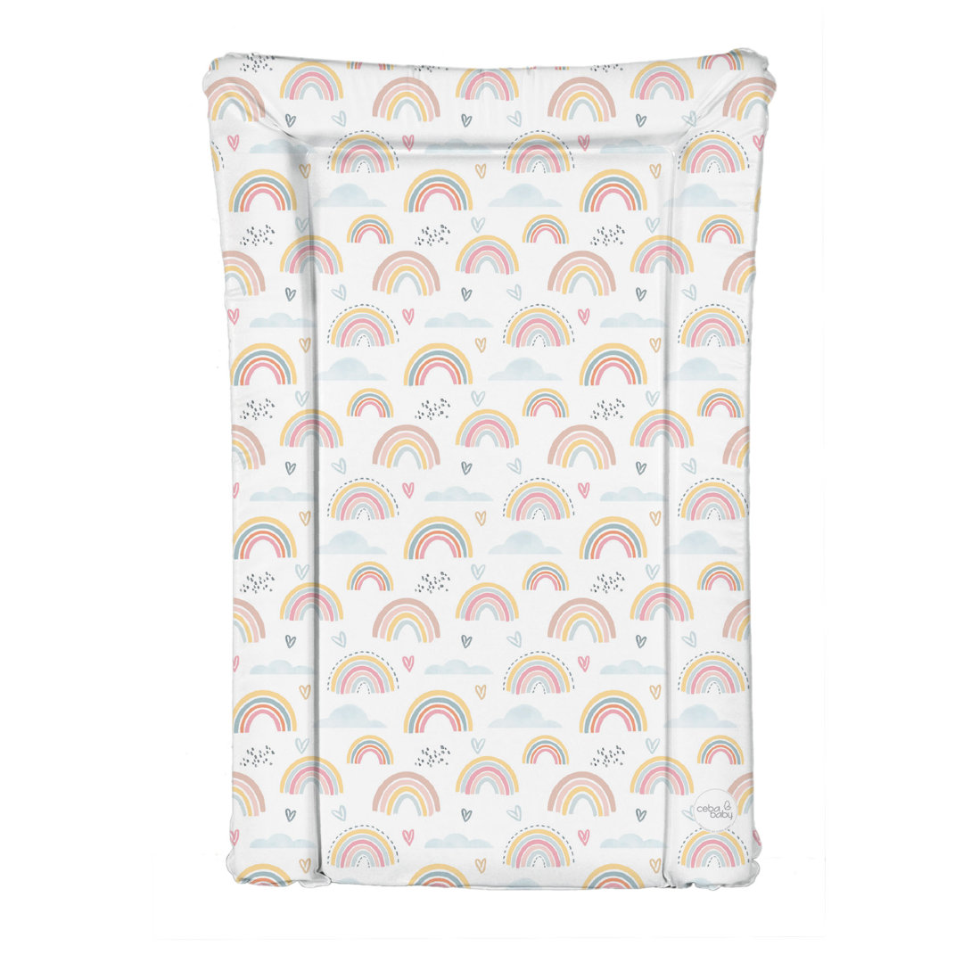 Deluxe Unisex Baby Waterproof Changing Mat with Raised Edges â Colourful Rainbows 46x73cm