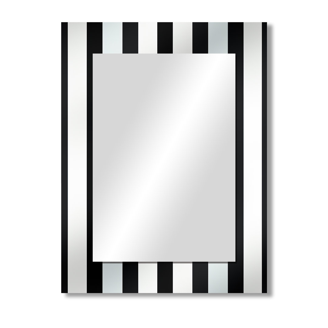 Karpinski Black And White Striped Lines Harmony - striped  Decorative Wall Mirror, Modern Mirror, Printed Metal Art Dakota Fields 