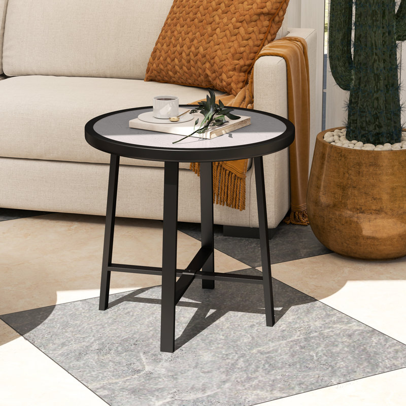 Round 50.5Cm L Outdoor End Table, Grey