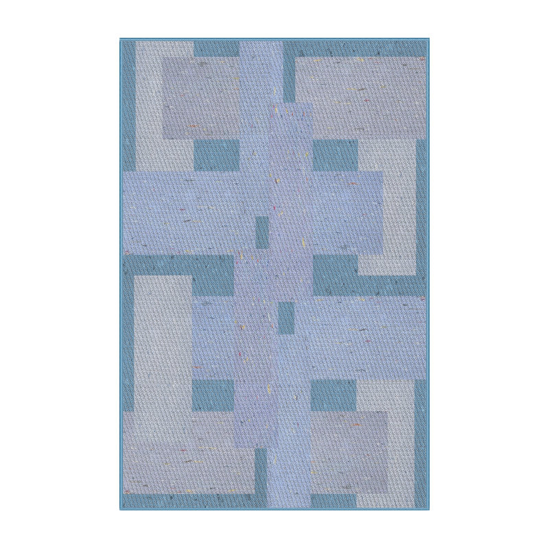 Tapis bleu tissé à la machine, Rectangle 7 pi x 9 pi