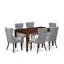 Ensemble de table de salle à manger 7 pièces composé d'une table de salle à manger rectangulaire moderne et de 6 chaises Parson rembourrées en polyester, 36 x 60 pouces, acajou-1447793417-1447793414