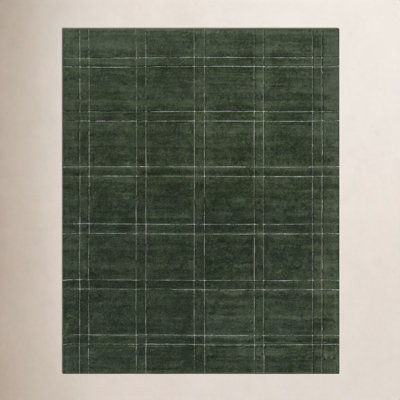 Hand-Tufted Green Plaid Rug