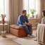 Pouf modulable à compression pour canapé d'angle, repose-pieds moderne en chenille avec ressorts ensachés, livré en rouleau, sans montage, pour salon, orange-134050865