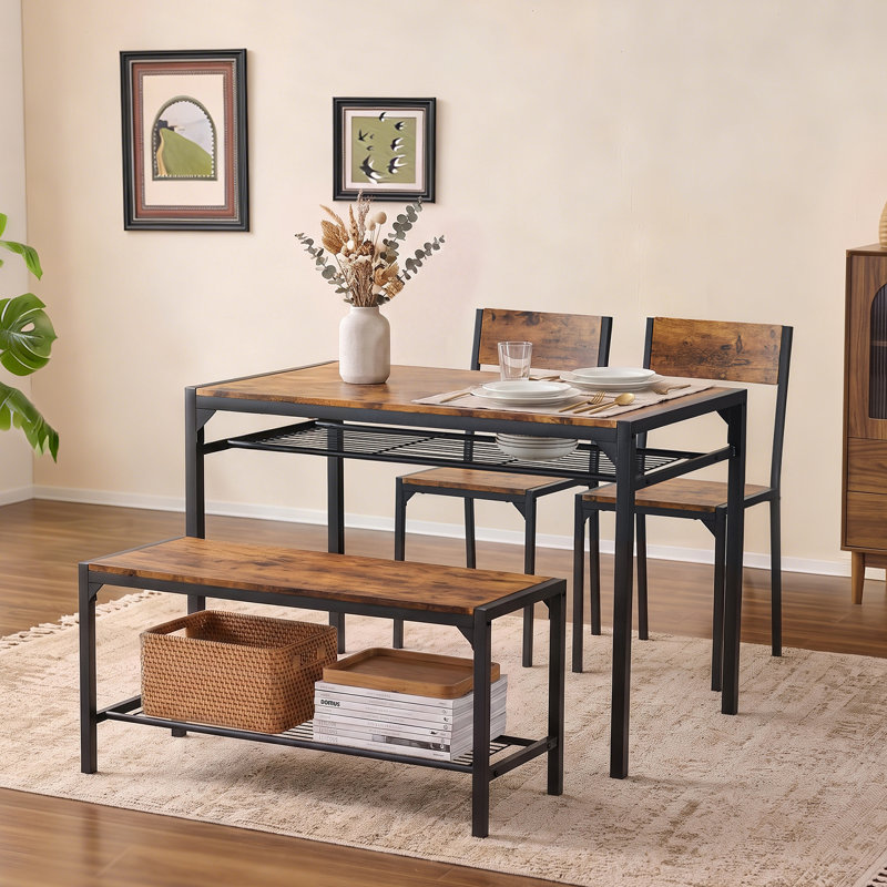 Bryleah 4-Person Four-Leg Dining Set, Brown
