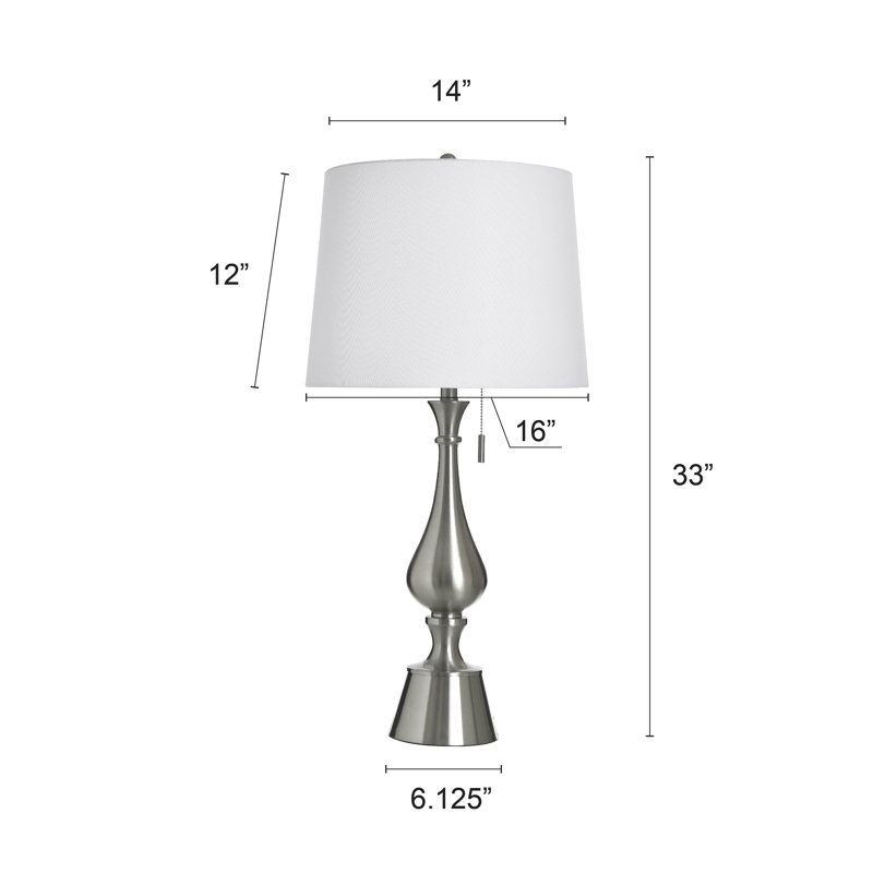 Steel Table Lamp - Brushed Steel - White Shade