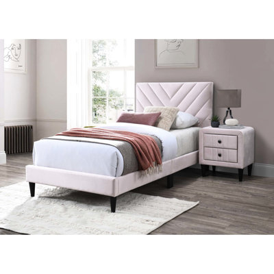 Twin Bed In Velvet With Adjustable Headboard For A Personalized Sleeping Position Better Night's Sleep