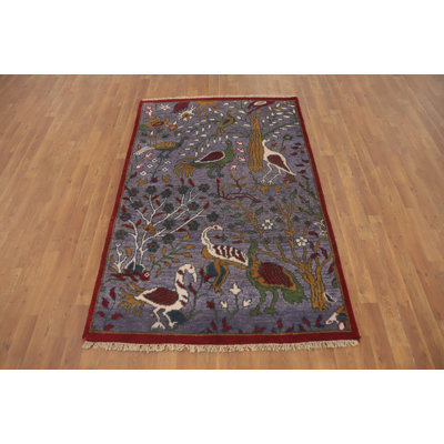 Animals Design Purple Ziegler Oriental Rug 4x6