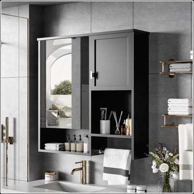 Armoire de salle de bain murale moderne avec rangement polyvalent et design élégant