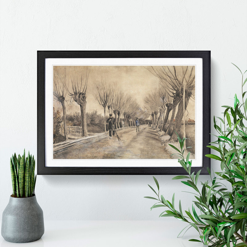 Road in Etten by Vincent Van Gogh - Picture Frame Painting, 27cm H x 36cm W x 2cm D, Black Framed