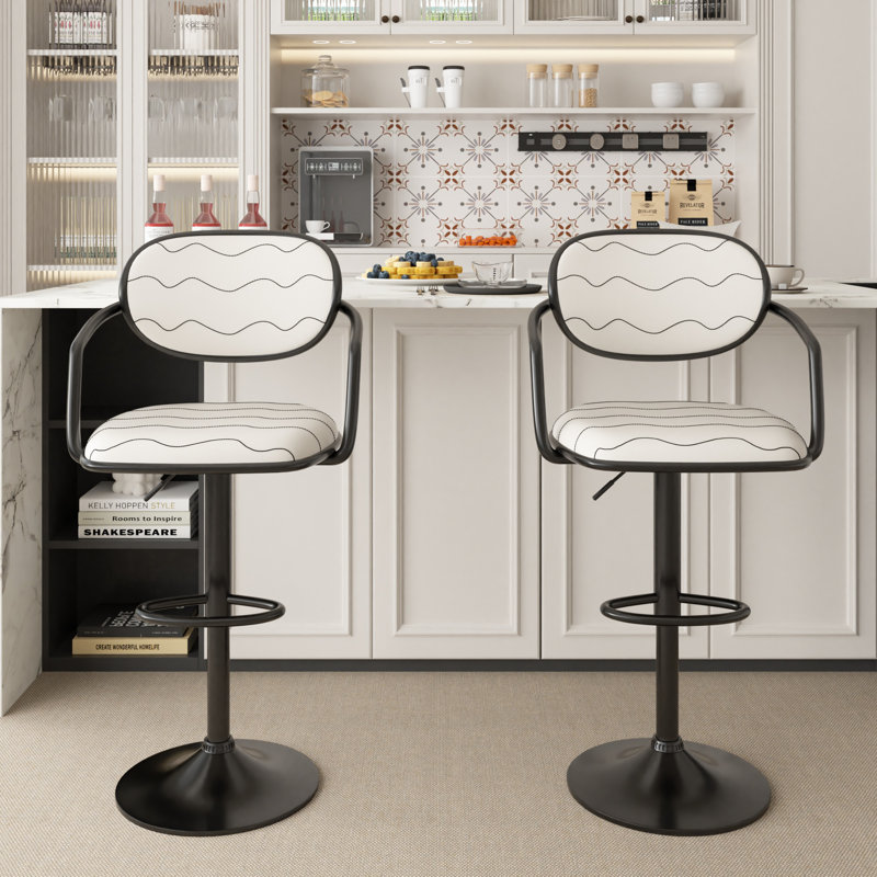 Tabouret pivotant à hauteur réglable Ferriera, Blanc / Blanc