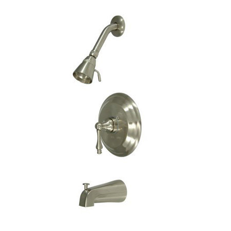 Robinet de baignoire et douche à pression équilibrée avec poignées leviers en métal thermostatique Vintage, Nickel satiné