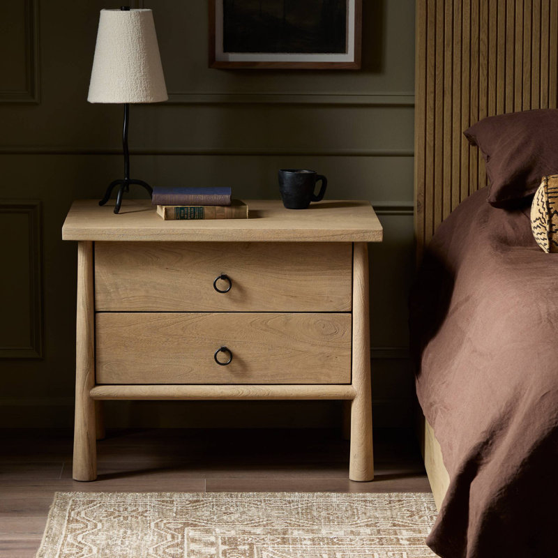 Freddie 2 - Drawer Solid Wood Nightstand, Caramel Mango