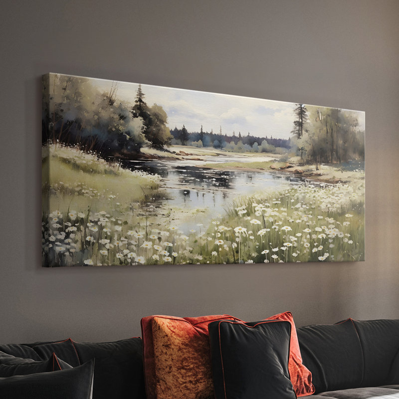 Paysage, série III - III - Toile tendue avec châssis - Prêt à accrocher, H 16 po x l 32 po