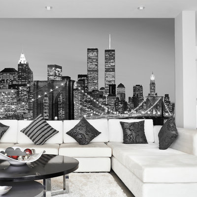 Manhattan Skyline at Night Wall Mural - 2.54m x 366cm