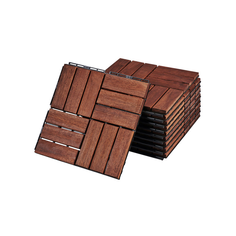 10 carreaux de terrasse à emboîtement, Brun-rouge