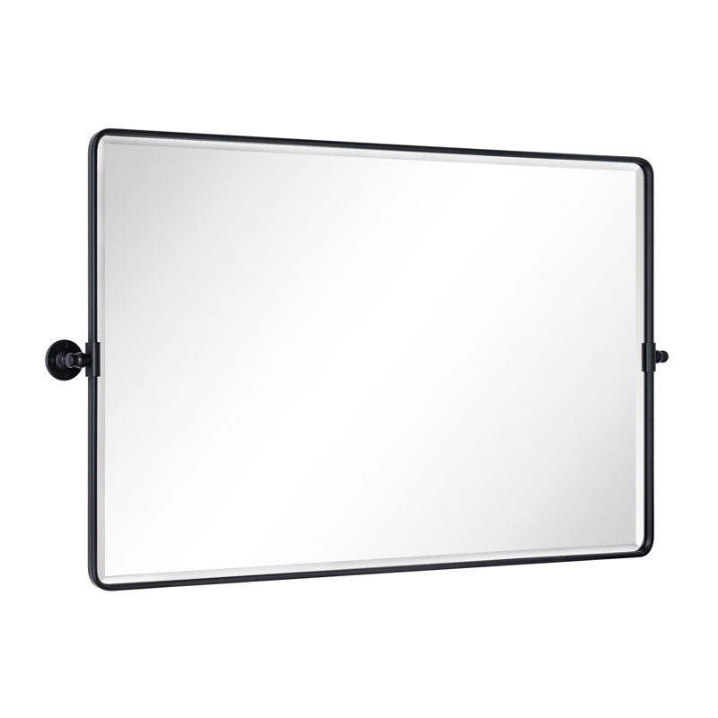Beveled Pivoting Mirror, Matte Black, 30" x 48"